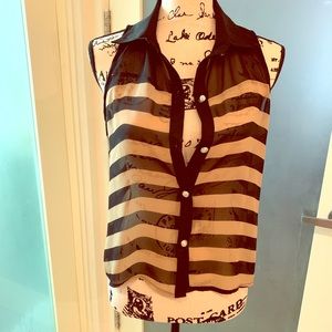 Sheer button up sleeveless top
